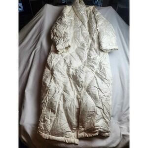 Cuddledown Goose Down Robe Ivory Floral Jacquard Quilted Long Dressing Gown M